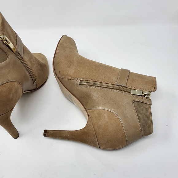 Marc Fisher QM Shimmee Leather Suede High Heel Open Toe Boots Booties Zip 9.5 M - Picture 9 of 11